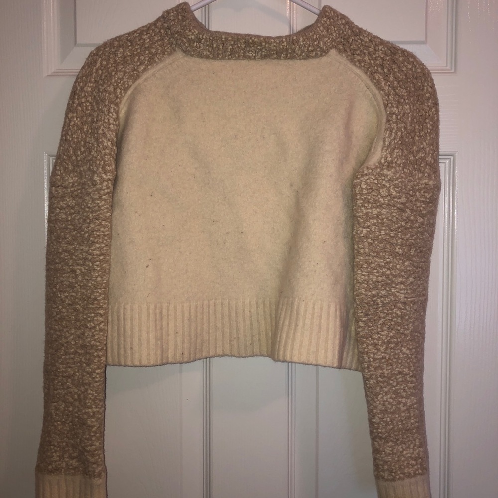 Rag & Bone Oatmeal Colorblock Crop Sweater - image 2
